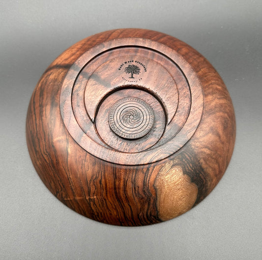 Off-Center Black and English Walnut Graft Bowl