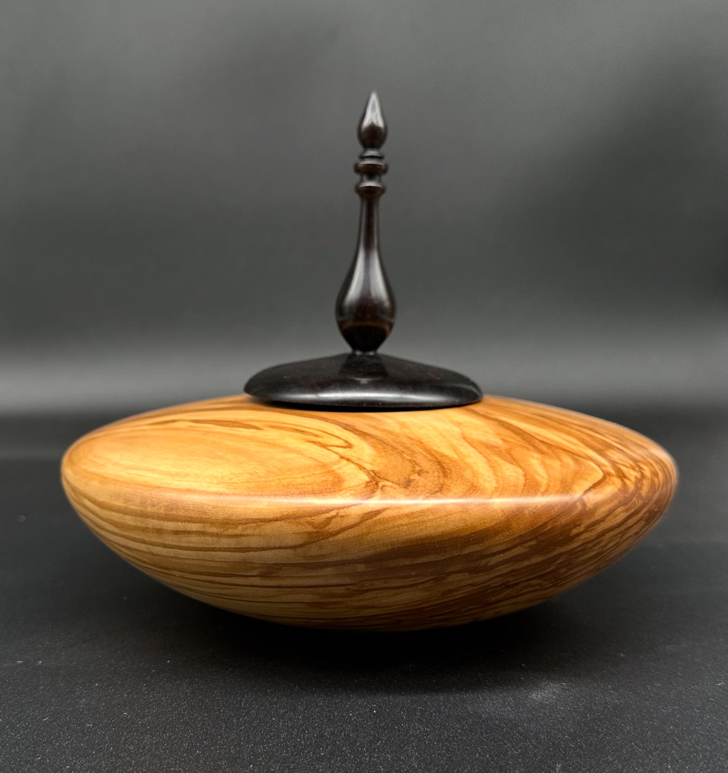 Olivewood with African Blackwood Threaded Finial Lid