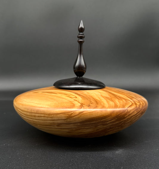 Olivewood with African Blackwood Threaded Finial Lid