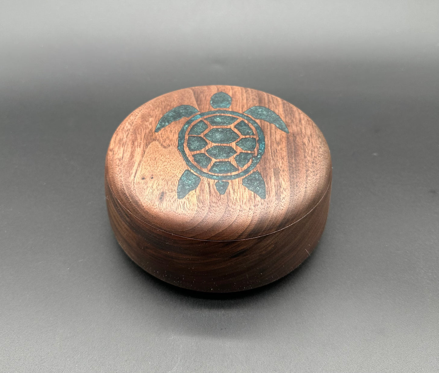 Walnut Box with Inlaid Turtle Lid