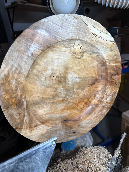 13.5" Maple Platter with Spalting, Figure, Color and Burl
