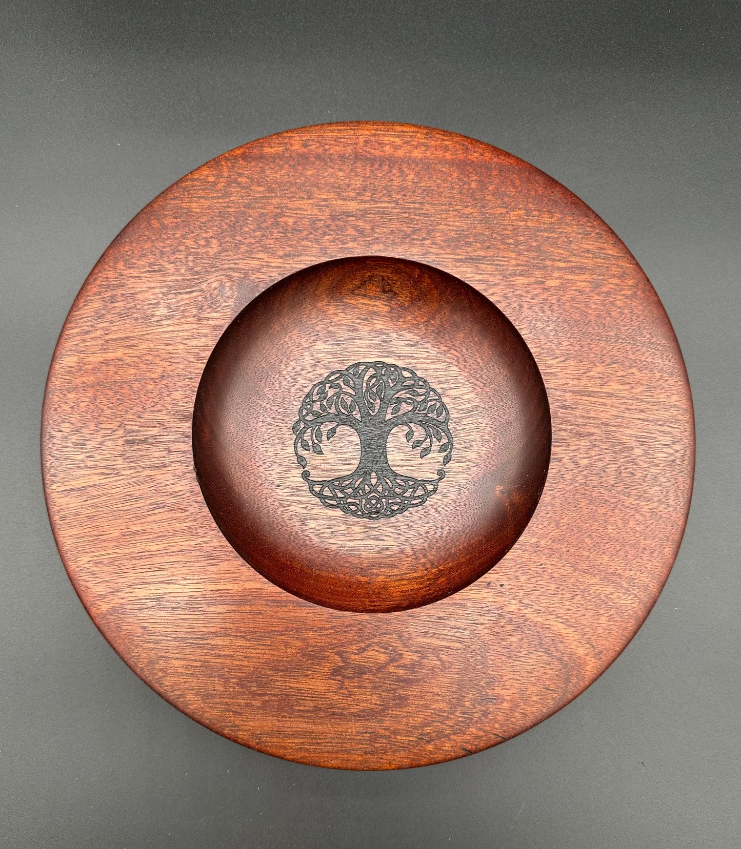 Sapele Platter Engraved Tree of Life with Celtic Knots