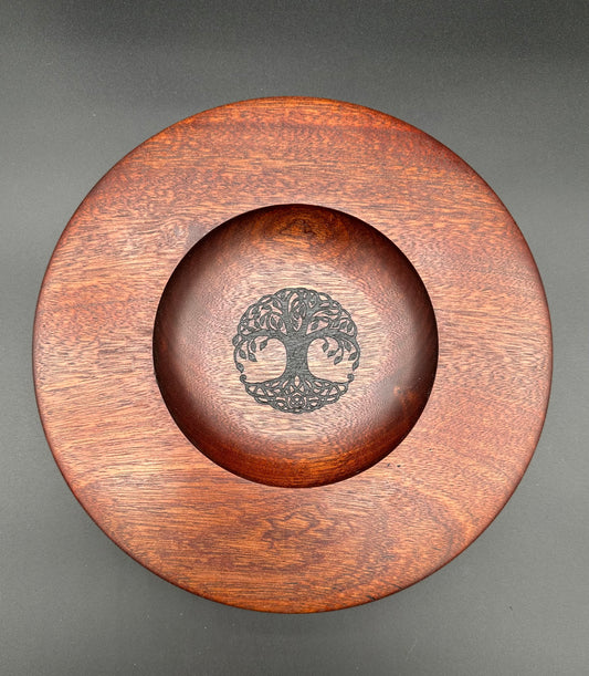 Sapele Platter Engraved Tree of Life with Celtic Knots